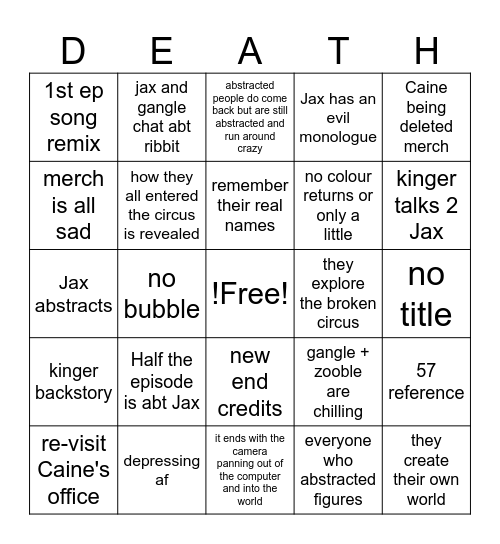 TADC: Final Bingo Card