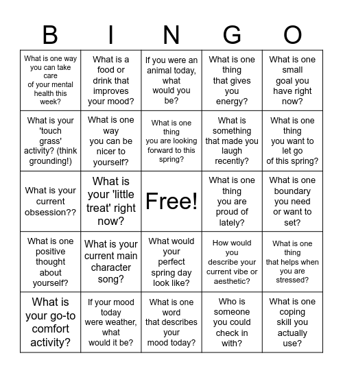 Springtime Bingo!! Bingo Card