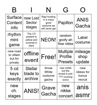 3.5!!! Bingo Card