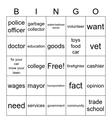 Community Bingo Card