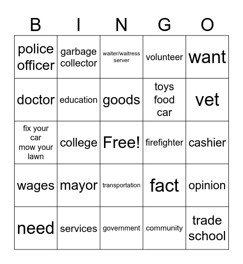 Community Bingo Card