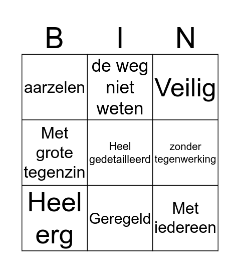 uitdrukkingen  Bingo Card