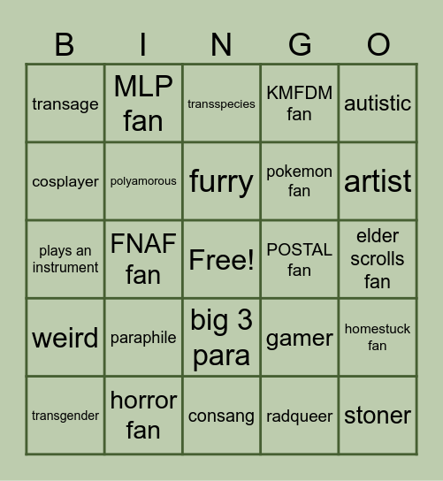 chaoticstoxic - r u like me? :] Bingo Card