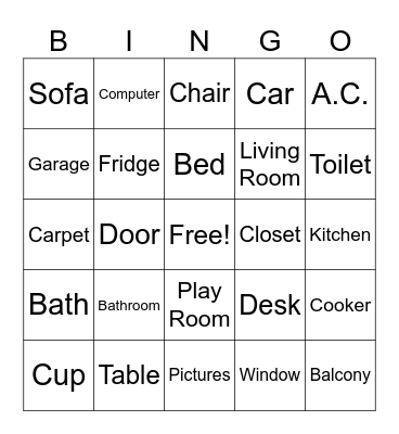 House stuff Bingo Card