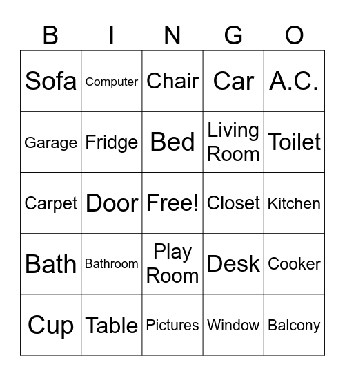 House stuff Bingo Card