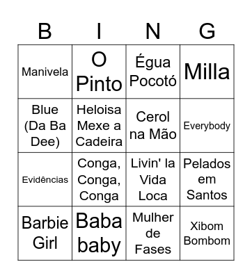 Bingo Musical da Cris Bingo Card