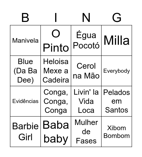 Bingo Musical da Cris Bingo Card