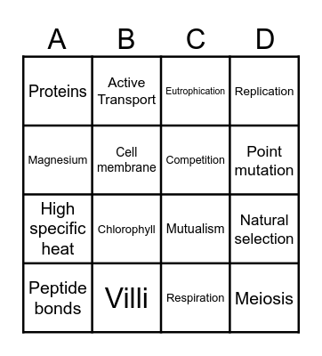 IB Bio Bingo Card