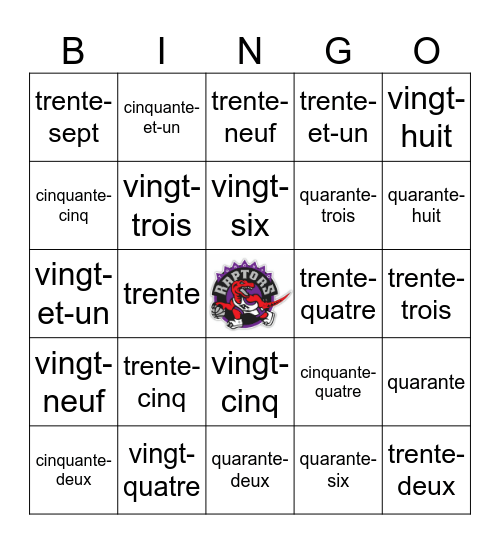 Numbers 20-60 in WORDS Bingo Card