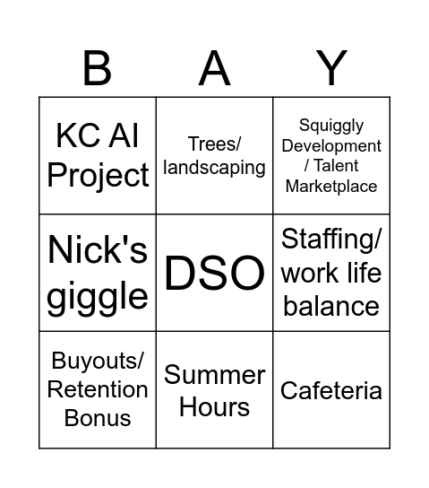 ALL HANDS BINGO Card