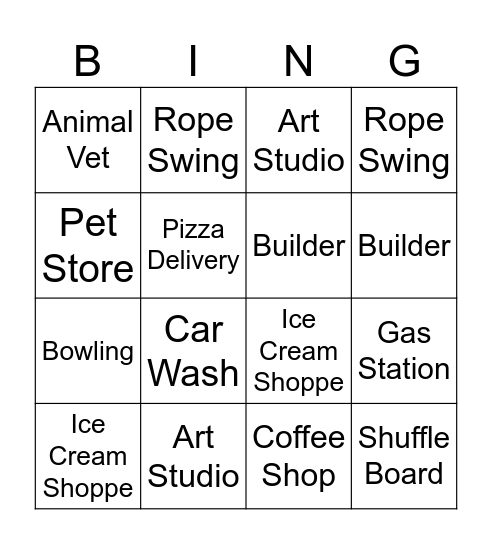 Scooter City Bingo Card