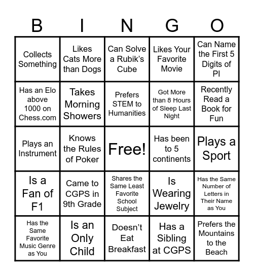 Peer Leadership Bingo! Bingo Card