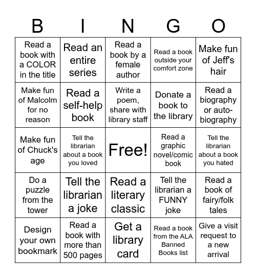 NATIONAL LIBRARY WEEK Bingo Card