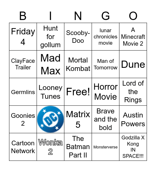 Warner Bros CinemaCon 2026 Bingo Card