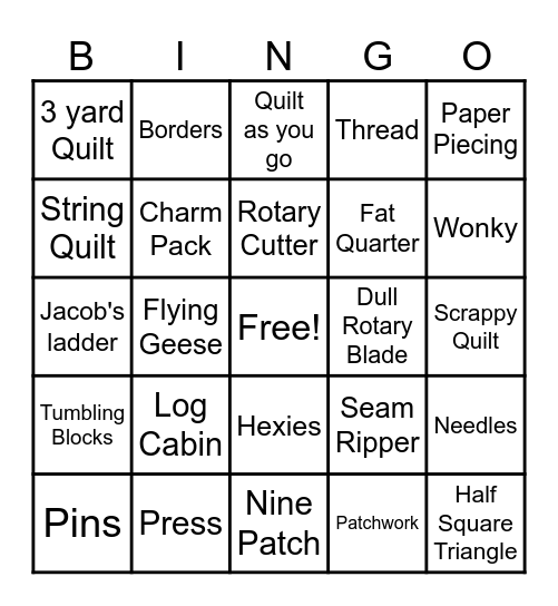 QUILT BINGO Card