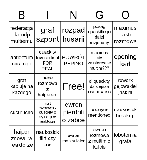 13.04 QSMP BIG DAY Bingo Card