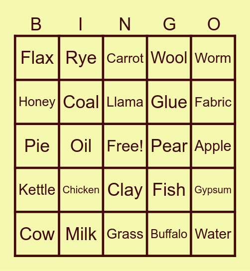 Klondike Bingo Card