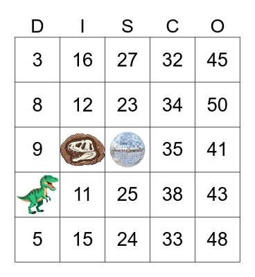 DINOSAUR Bingo Card