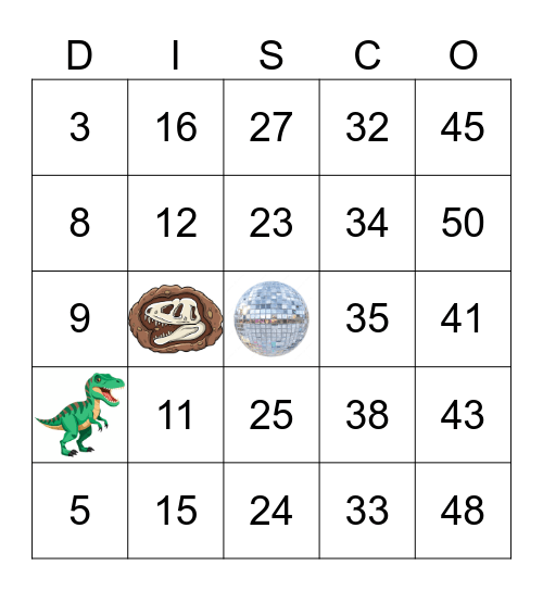DINOSAUR Bingo Card