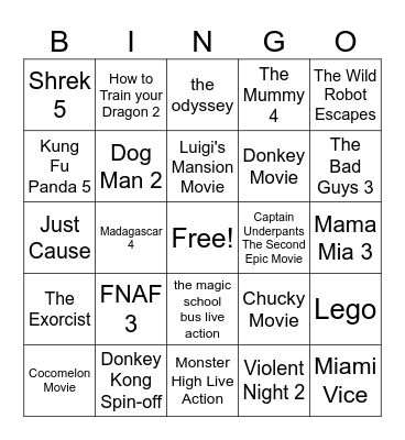 Universal CinemaCon 2026 Bingo Card