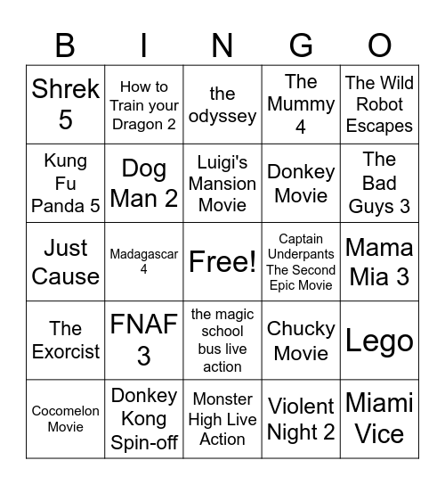 Universal CinemaCon 2026 Bingo Card