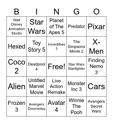 Disney CinemaCon 2026 Bingo Card
