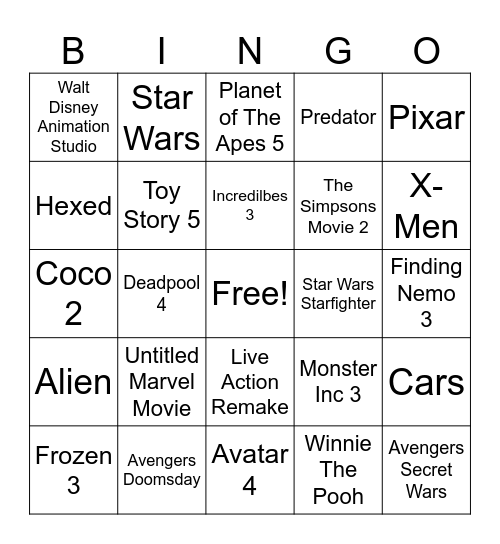 Disney CinemaCon 2026 Bingo Card