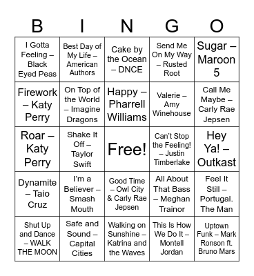 Instant Mood Boosters Bingo Card