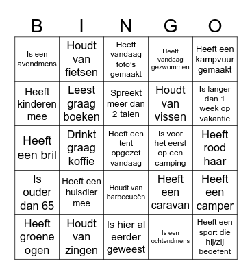 Camping bingo Vechtvallei Bingo Card