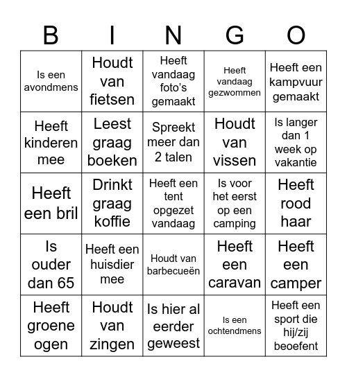 Camping bingo Vechtvallei Bingo Card