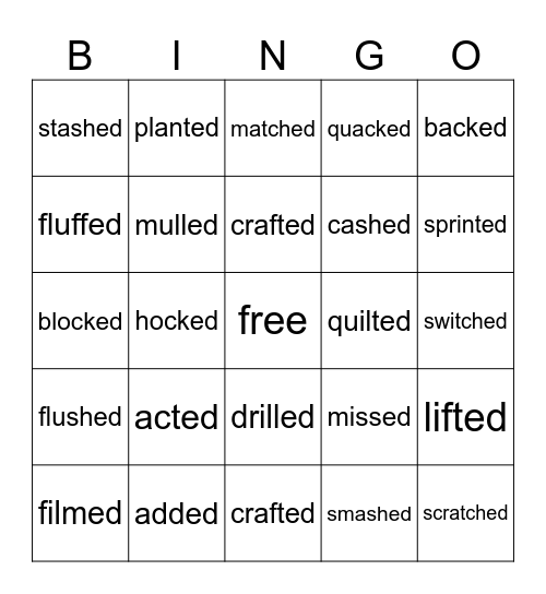 Suffix -ed review Bingo Card