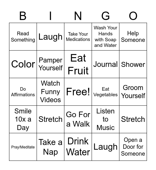 Self-Care Bingo Card