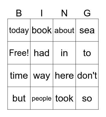 Sight Word Bingo 1.2 Bingo Card
