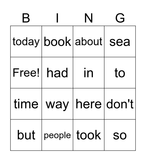 Sight Word Bingo 1.2 Bingo Card