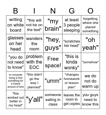 Science Bingo Card