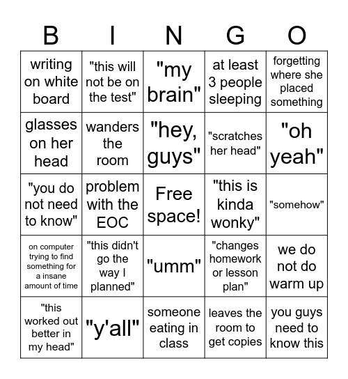 Science Bingo Card