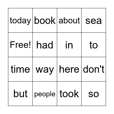 Sight Word Bingo 1.2 Bingo Card