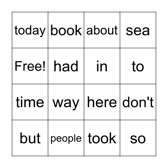Sight Word Bingo 1.2 Bingo Card