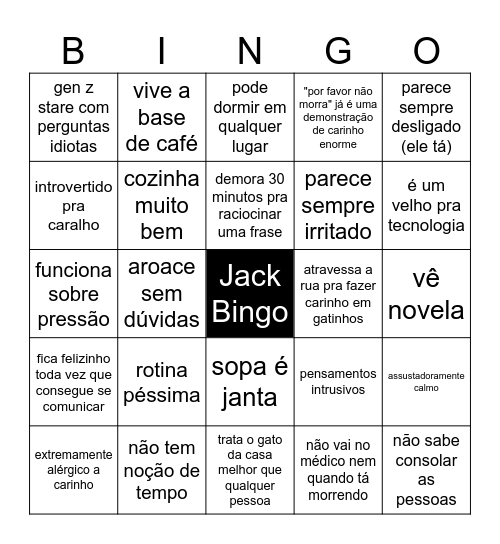 Jack Bingo Card