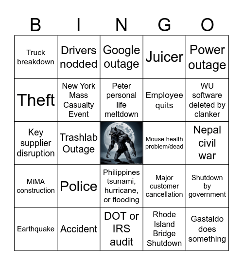 Waste Universe Bingo Card