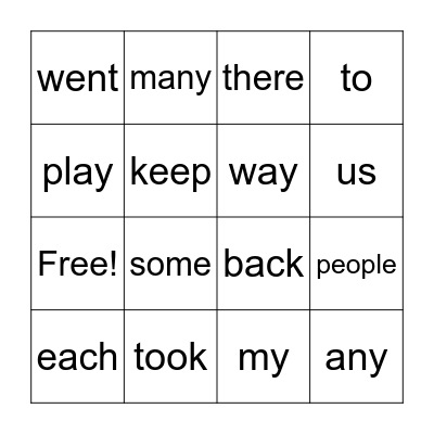 Sight Word Bingo 1.7 Bingo Card