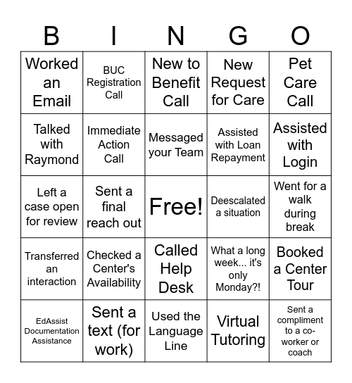 FLEX Bingo Card