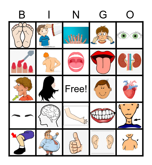 ESL Body Parts Bingo Card