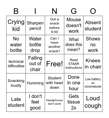 Teacher Bingo Card