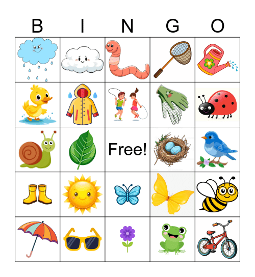 J'aime le printemps Bingo Card