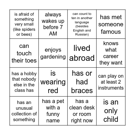 Find someone who... (by asking 'Is there anyone who...?') Bingo Card