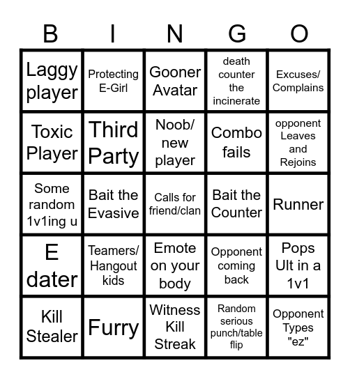 The Strongest Battlegrounds BINGO CARD 2026 Bingo Card