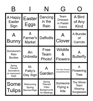 Spring Bingo Card