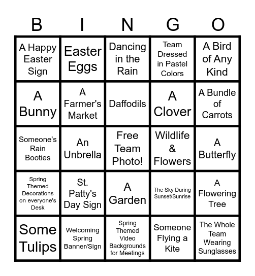 Spring Bingo Card