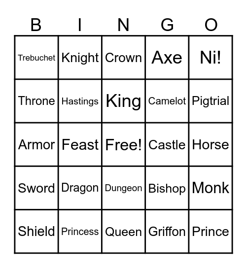 MEDIEVAL BINGO Card